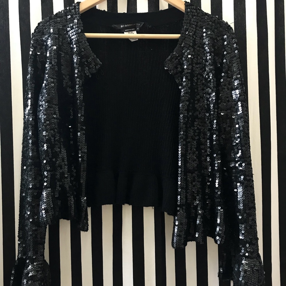BCBG Cropped sequin cardigan